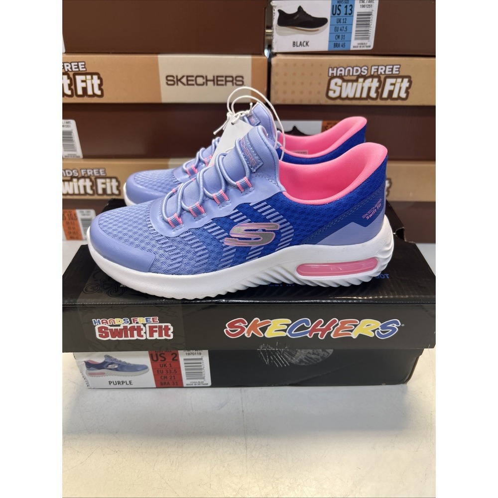 Skechers Hands Free Swift Fit Kids Size 2 Purple Blue Sneakers 1970119